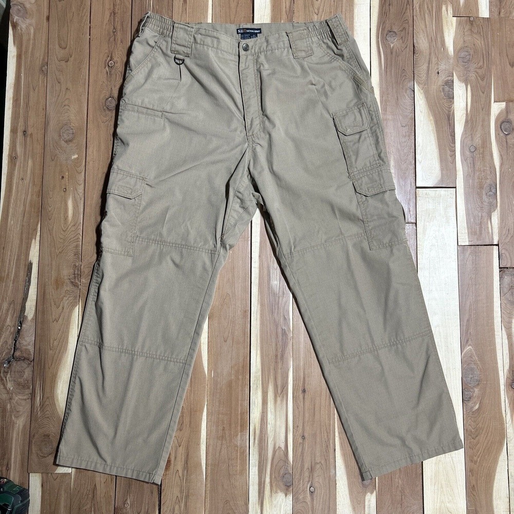 5.11 Tactical Khaki Cargo Pants 40x30 Sty74273 Beige Pockets Polyester Cotton Bl